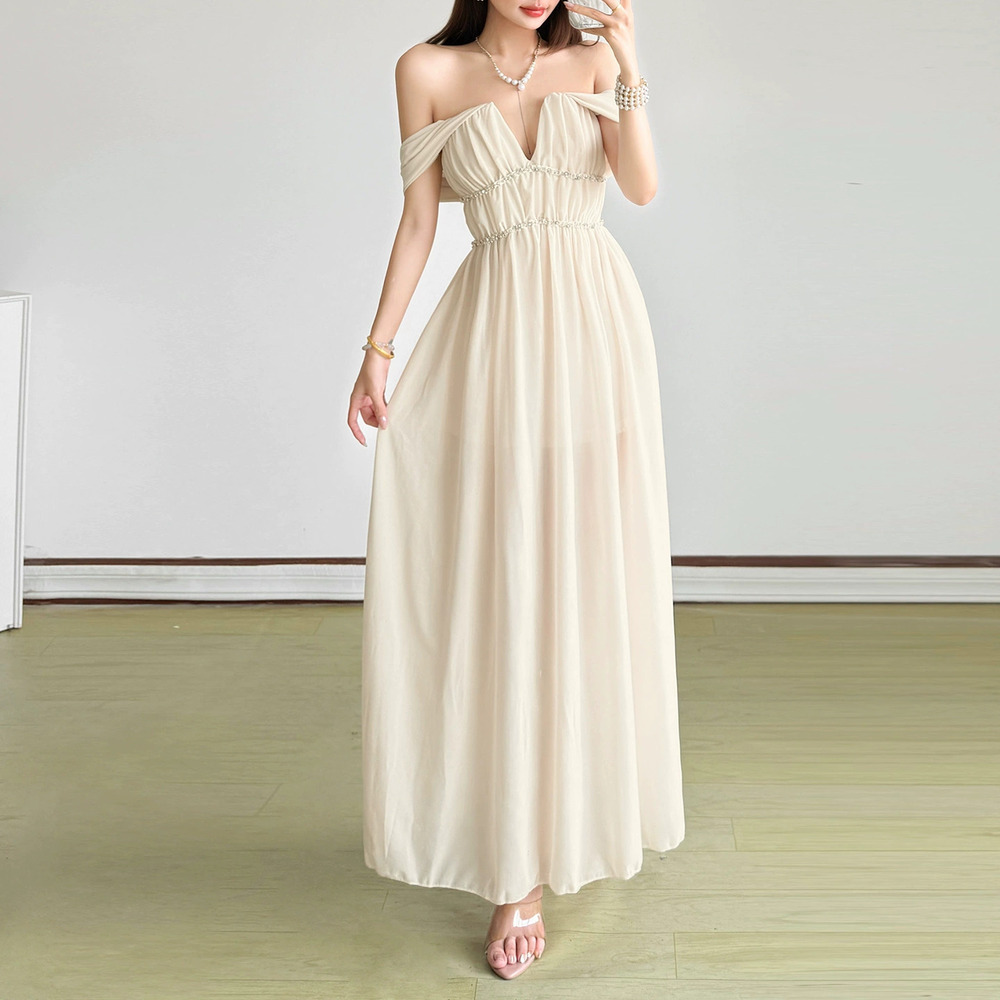 ZARA Summer Solid Off Shoulder Fairy Maxi Dress